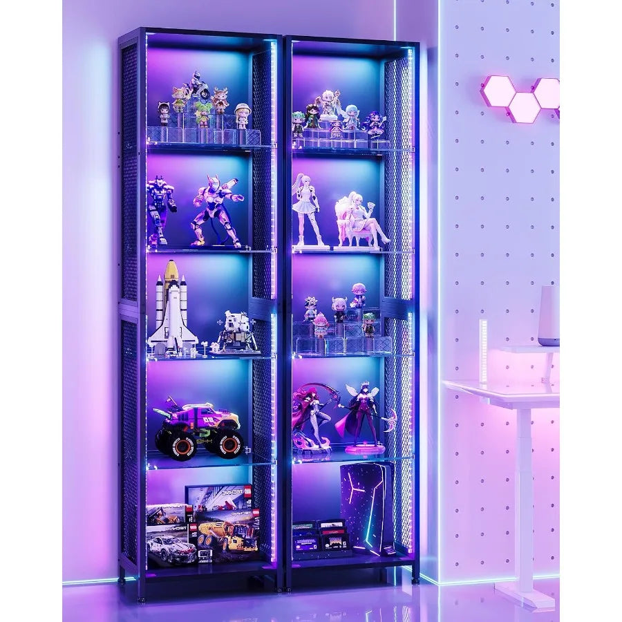 72" Tall Display Case with LED Lights, Display Cabinet for Small Space