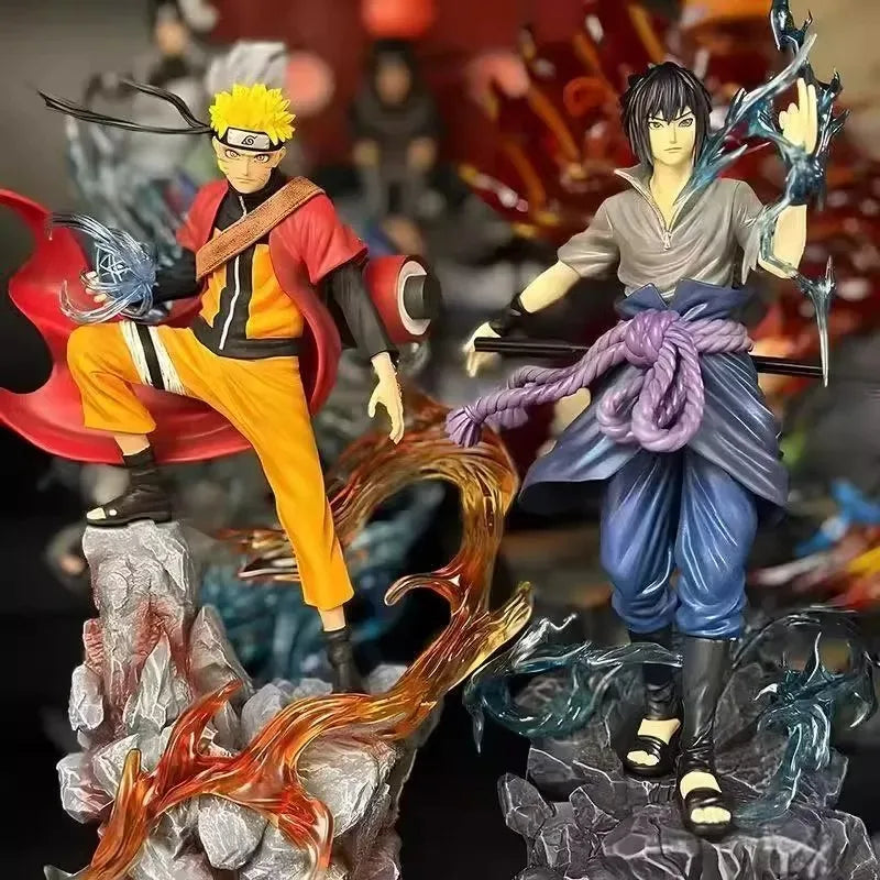 -*-23cm Naruto Anime Figure Uzumaki Naruto Uchiha Sasuke Action Model Pvc Statue Desktop Ornament Collection Toys Gift