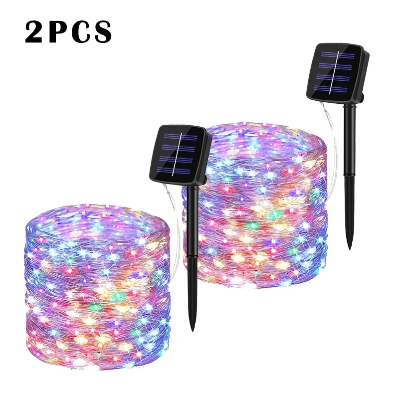 32M Solar LED Light Outdoor Festoon Lamp Garden Fairy Light String Led Twinkle Waterproof Lamp Christmas Garland Yard Decoration