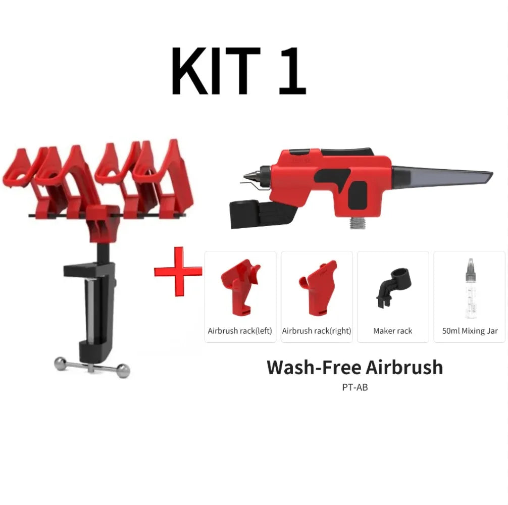 DSPIAE PT-AB Wash-Free Airbrush with Marker Rack for Gundam Scale Models Painting Tool Quick Paint Change Hobby DIY Craft Tools