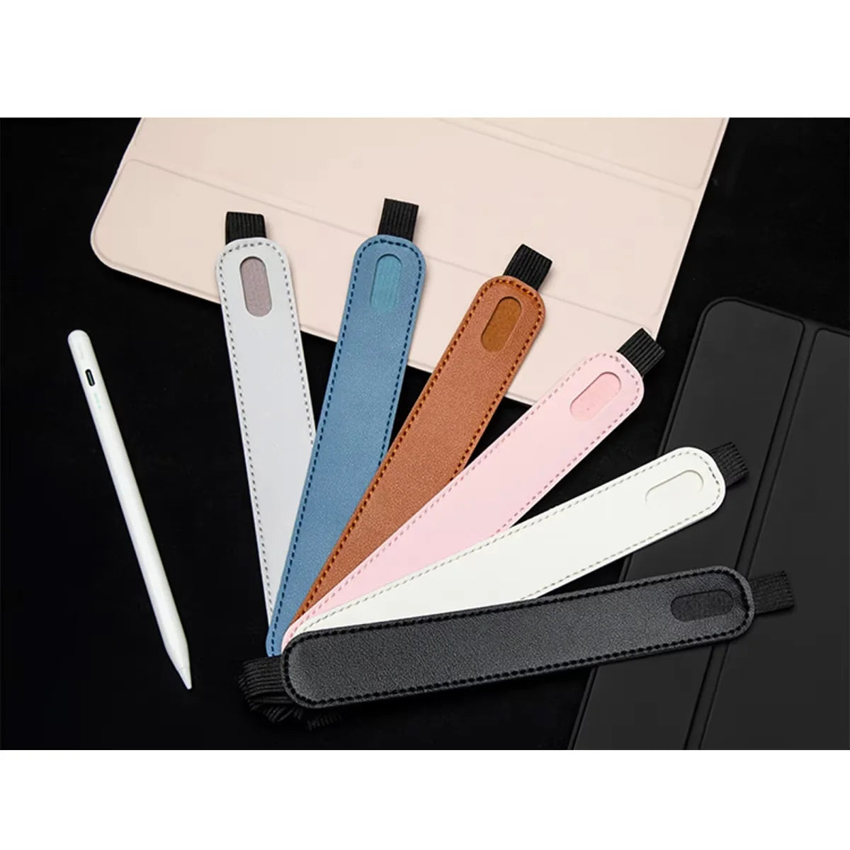 Elastic Strap PU Leather Pen Case for Apple iPad and IPencil Tablets, Portable Stylus Protective Case