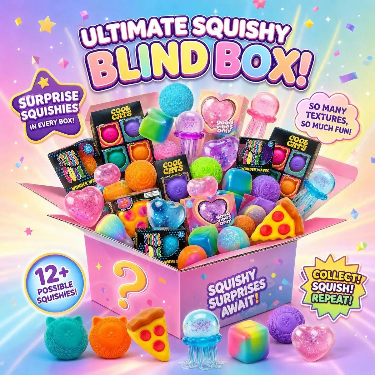 Ultimate Squishy Mystery Blind Box – Slow Rising Soft Fidget Toys Surprise Pack, Sensory Stress Relief Squishies for Kids & Adults Gift