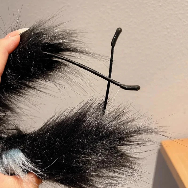 Cute Plush Cat Ear Headband - 1pc Christmas Holiday Dress Up Animal Ear Hoop for Kids Hair Accessories
