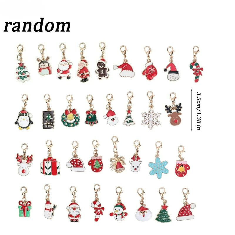 100/2Pcs Mixed Christmas Theme Keychains Clip-on Pendant Xmas DIY Making Pendants Necklaces Earrings Bracelets Handmade Jewelry