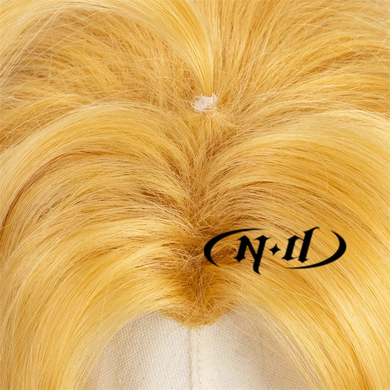 ND Edward Elric Cosplay Wig Anime Fullmetal Alchemist Cosplay Golden-blond Hair Wig for Comic-Con Halloween Theme Party