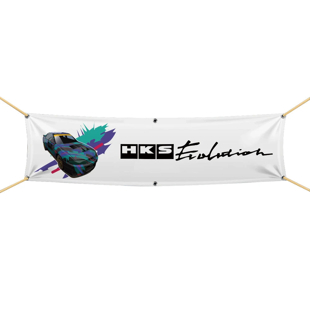 Professional H-HKS Car Motorcycle Team Company Logo Flag 45x180cm 60x240cm Polyester Printed Decoration Banner Tapestry