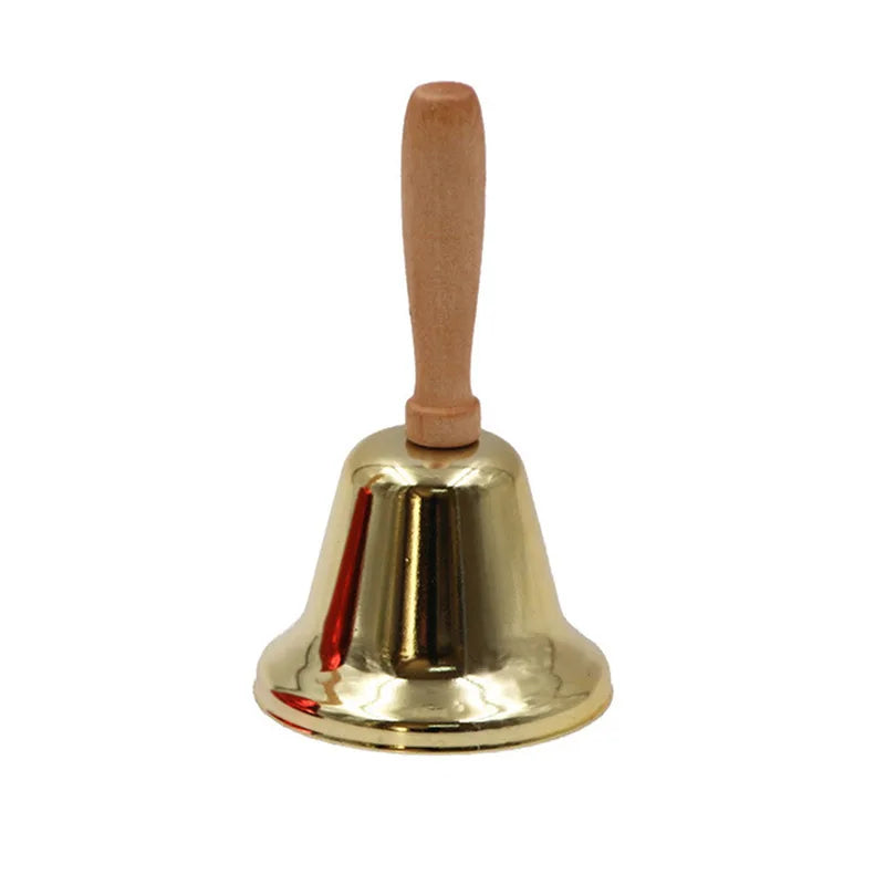 Festive Attention Christmas Hand Bell Wooden Handle Kindergarten Kids Christmas Jingle Ring Xmas Decorations Christmas Bells