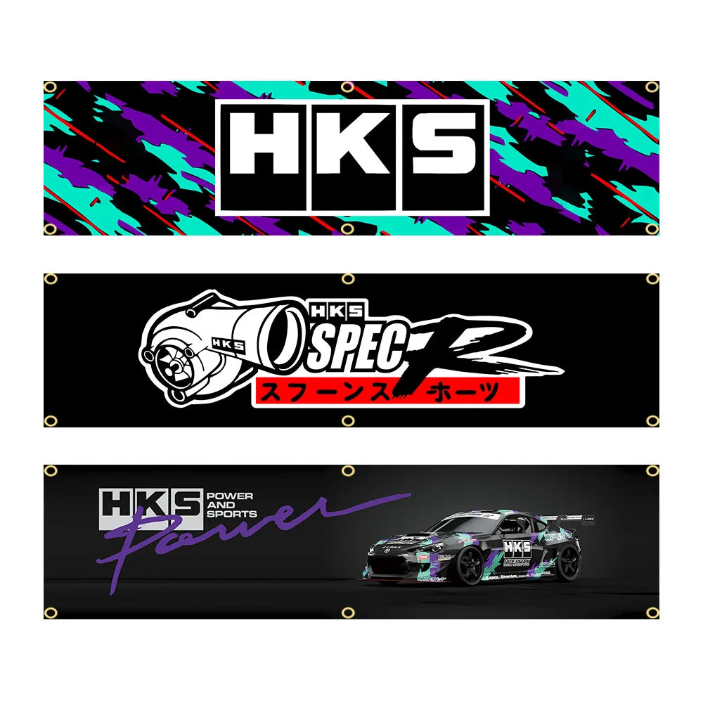 Professional H-HKS Car Motorcycle Team Company Logo Flag 45x180cm 60x240cm Polyester Printed Decoration Banner Tapestry