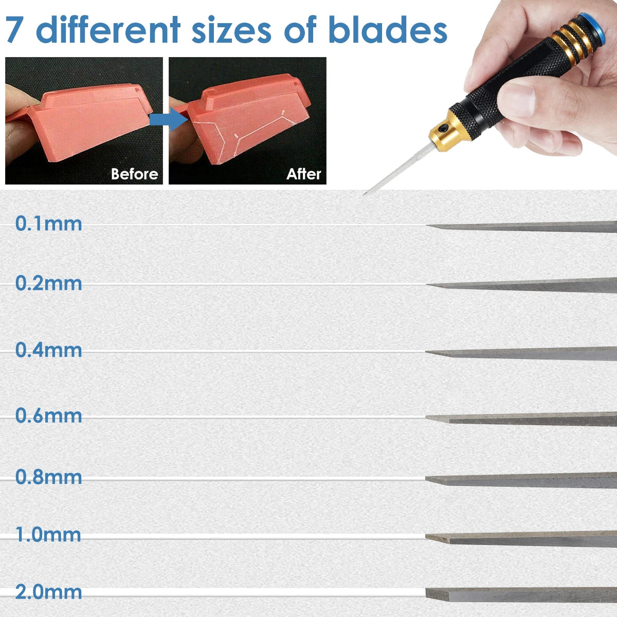 Model Panel Line Scriber With Blades Gundam Resin Carved Scribe Line with 0.1/0.4/0.6/0.8/1.0/2.0mm Blades for Carving Cutting