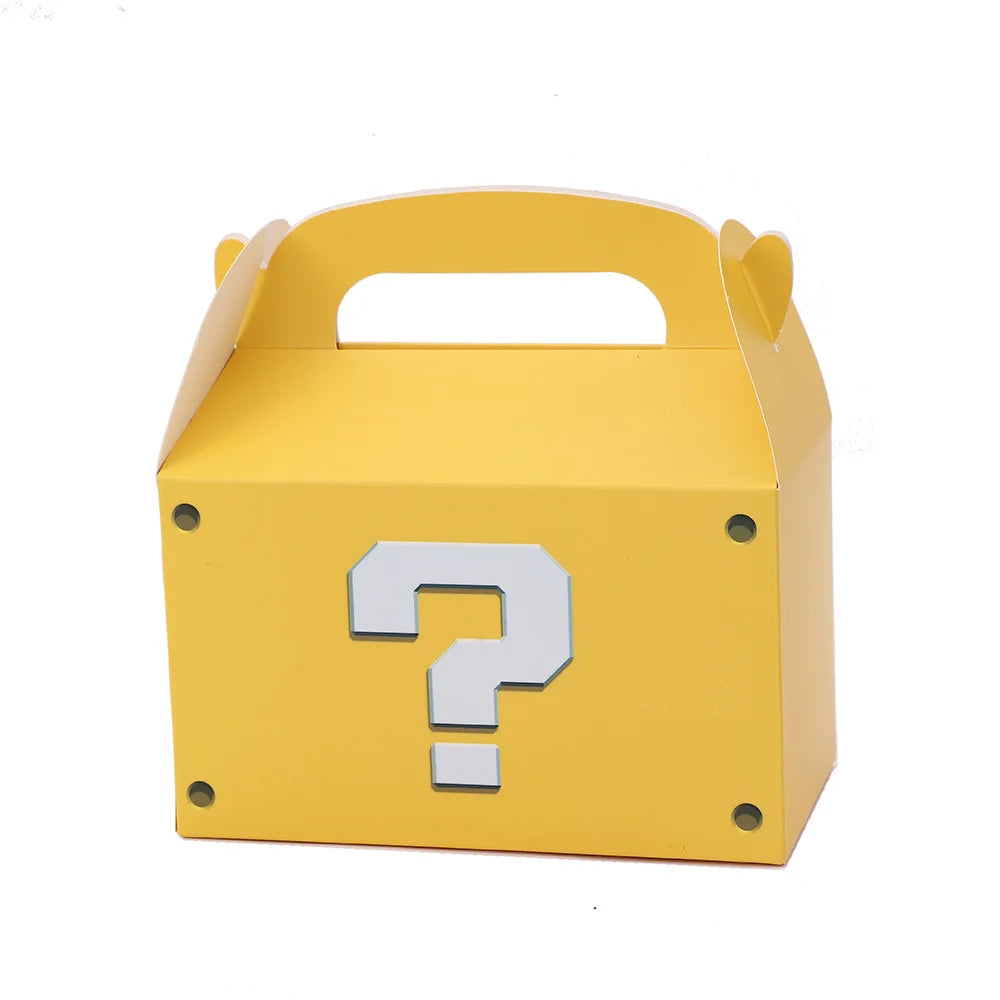12/24/36pcs Yellow Question Mark Hand-Held Paper Box Birthday Party Decoration Gift Box Candy Box Event Festival Supplies