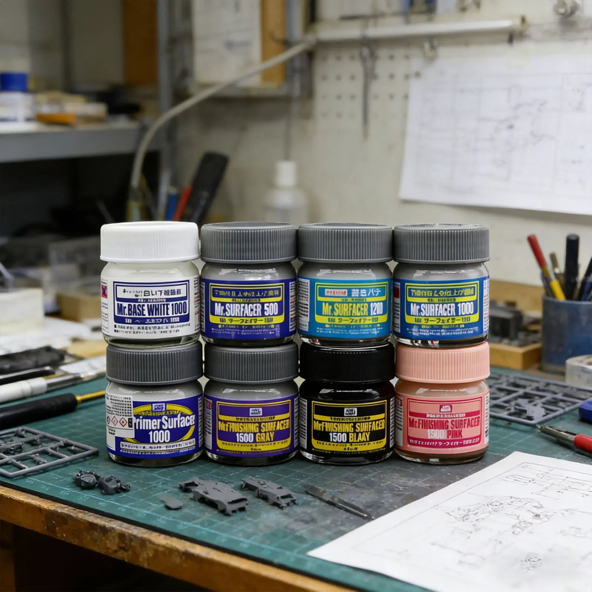 40ML Mr. Surfacer SF283-SF292 Oil-based Surface Primer Full Grit Sandable Primer For Gundam Model Building Hobby