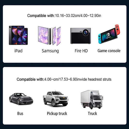 SEAMETAL Universal Car Tablet Holder 360 Rotation Auto Back Seat Headrest Mount Phone Holder for 4-12.9 Inch iPad iPhone
