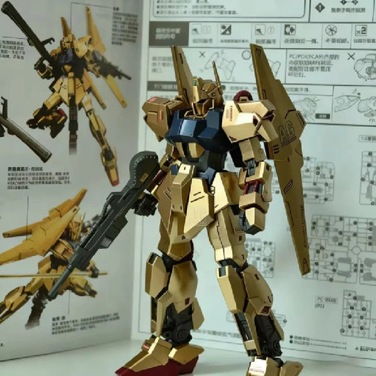 HG 1/144 Spray-Painted Champagne Gold Newborn Hyaku Shiki Mobile Suit Zeta Mobile Suit Assembly Model Kit Collectible Decor Gift