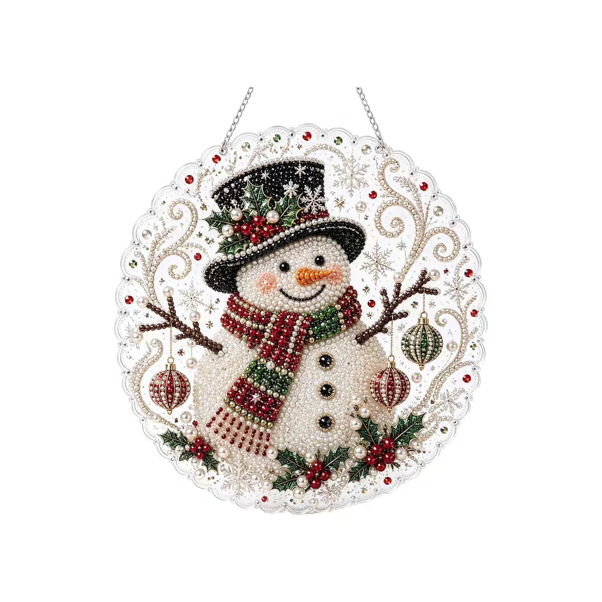 20X20CM Diamond Painting 3d Mixed-sized Pearl Beads Christmas Pearl Suncatcher Kit For Diy Craft Metal Chain Festive Wall Decor