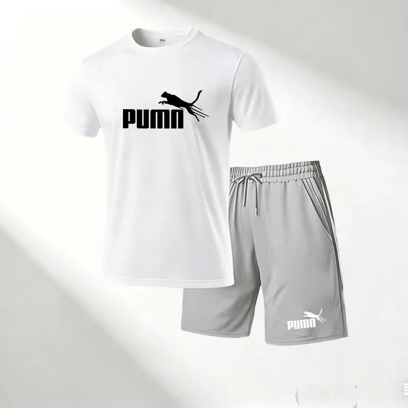 Hot Sale 2026 Men's T-Shirts Sets O-Neck Short Sleeve+Sports Shorts Quick Dry Casual Street Fashion Home Outdoor Running 2 Piece