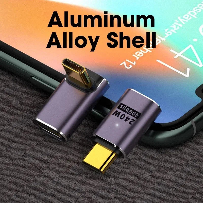 USB4.0 40Gbps U-Shape Straight Angle 240W 5A USB C to Type C Fast Charging Converter USB C Data Adapter For Macbook 8K60HZ