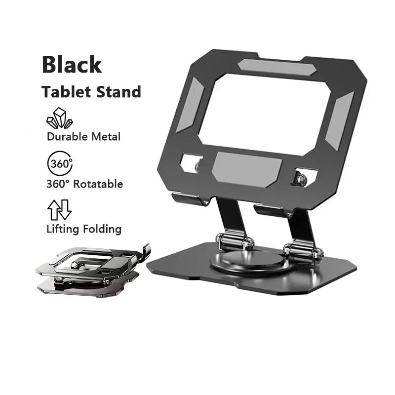 360 Degree Adjustable Foldable Desktop Phone Tablet Metal Stand, Sturdy and Durable, Suitable for 4.7-12 Inch iPad Pro/Air/Mini