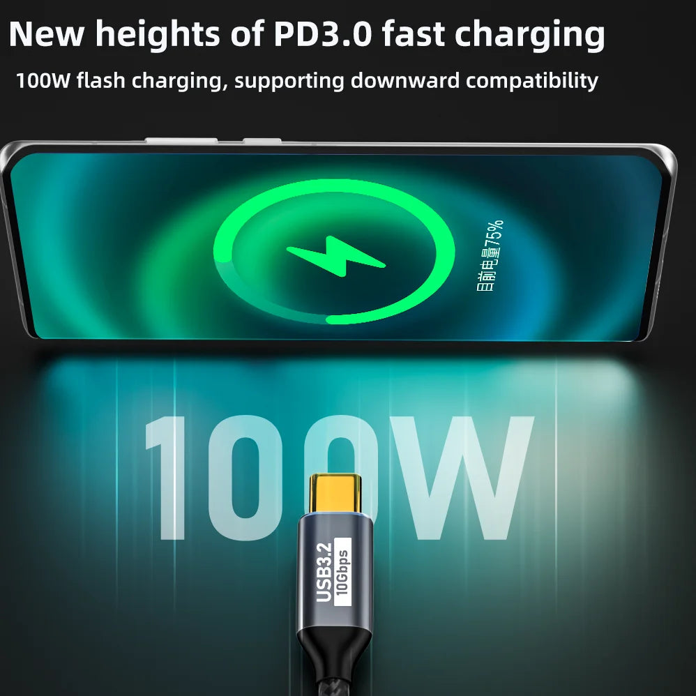 5A 100W USB C 3 Gen2 10Gbps Cable Type C to C  4k 60Hz Video Cable QC4.0 3.0 Fast Charging Cable For MacBook Pro Samsung Xiaomi