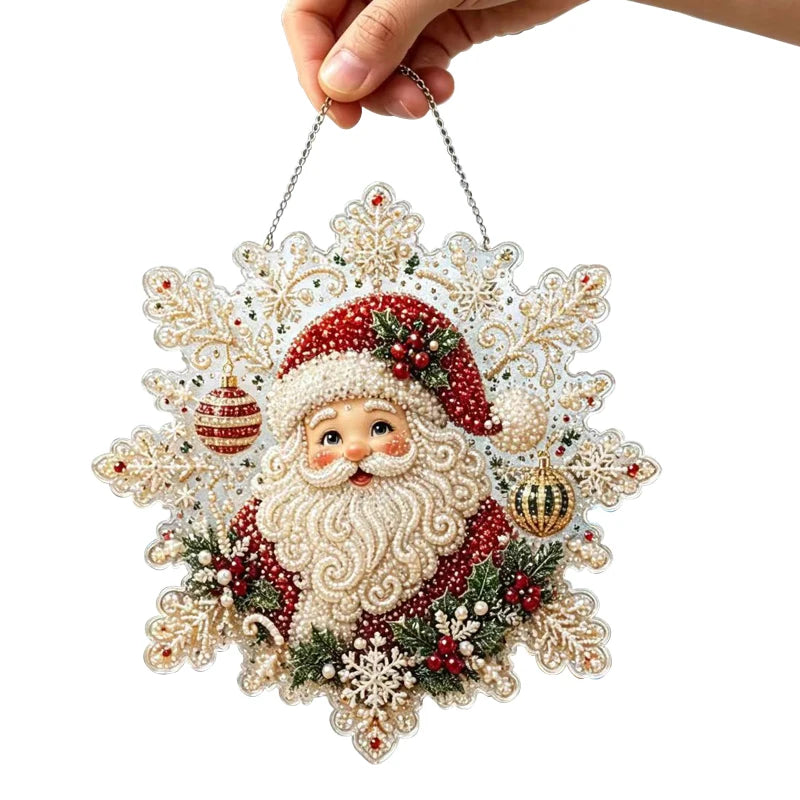 20X20CM Diamond Painting 3d Mixed-sized Pearl Beads Christmas Pearl Suncatcher Kit For Diy Craft Metal Chain Festive Wall Decor