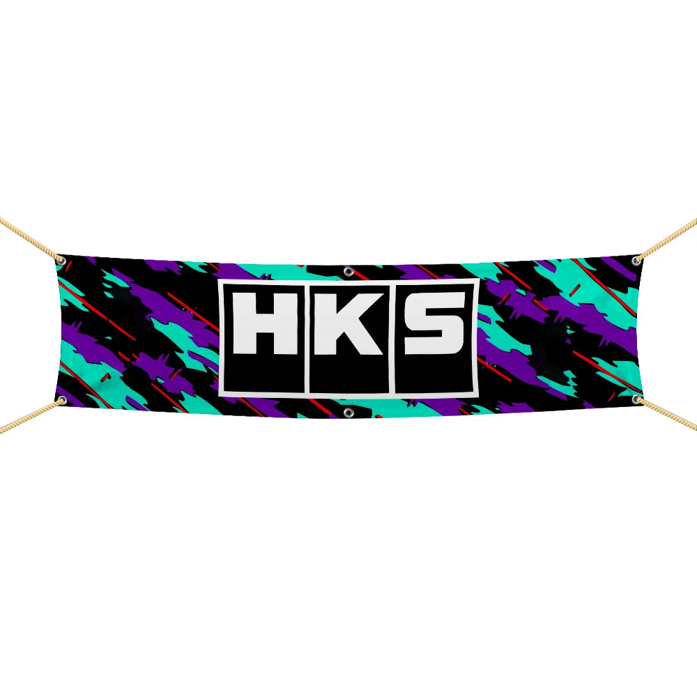 Professional H-HKS Car Motorcycle Team Company Logo Flag 45x180cm 60x240cm Polyester Printed Decoration Banner Tapestry