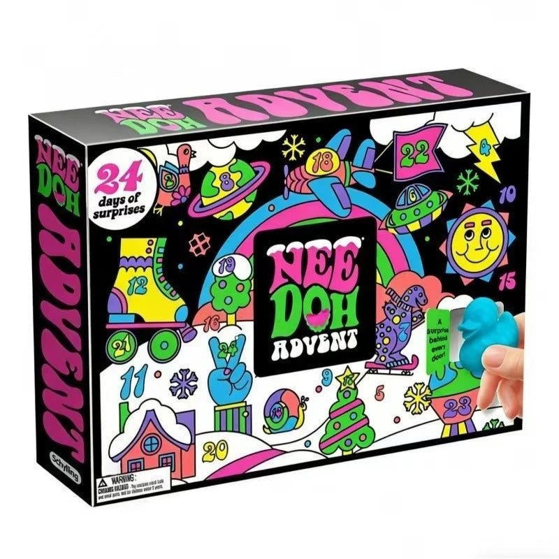 NeeDoh 2026 3D PVC Fidget Doll Advent Calendar Christmas Countdown Calendar Surprise Box Stress Relief Toy New Year Holiday Gift