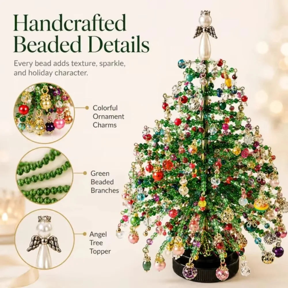 Handmade Bead Weaving Christmas Tree DIY Kit Desktop Holiday Decoration Beaded Xmas Ornament Festive Craft Present