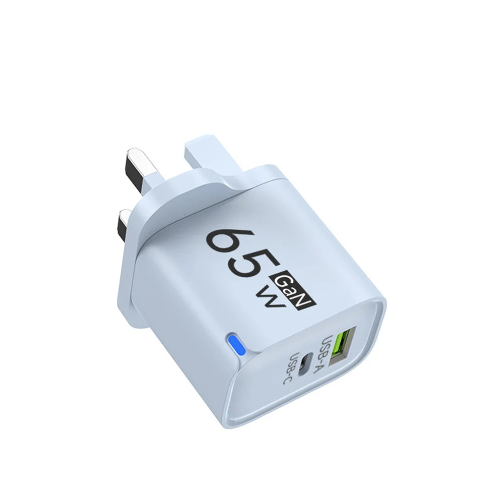 PD 65W USB Fast Charging 2 In 1 Charger Type C Quick Charge Charger For iPhone Xiaomi Huawei Samsung Mobile Phone Wall Adapter