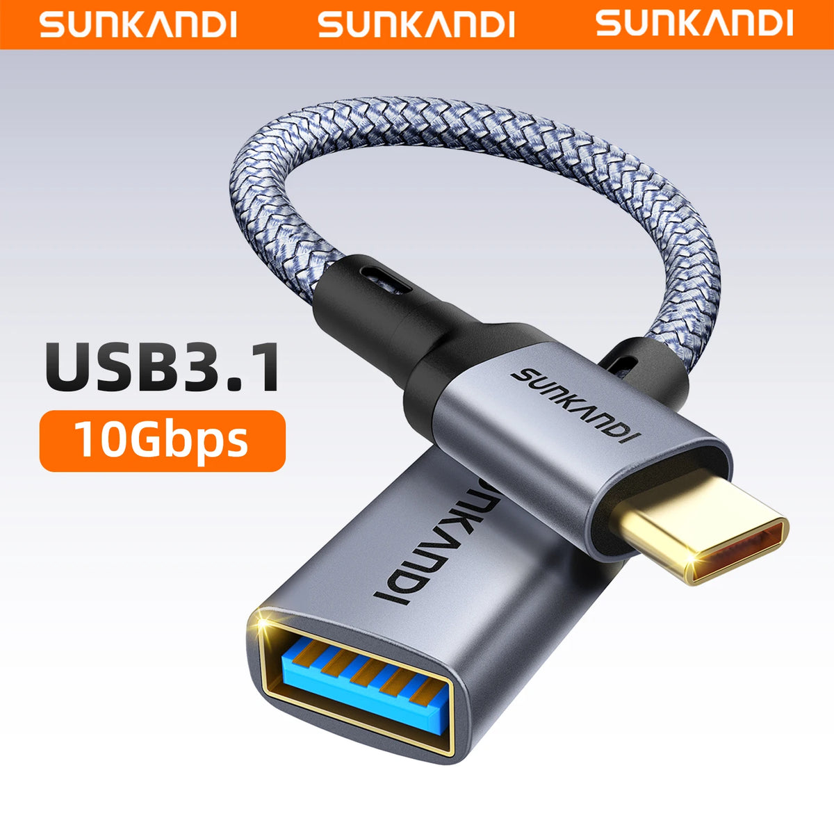 SUNKANDI USB C to USB 3.1 Adapter 10Gbps OTG Cable Type C Male to USB A Female for iPhone 15 MacBook Pro Air iPad Pro Galaxy S24