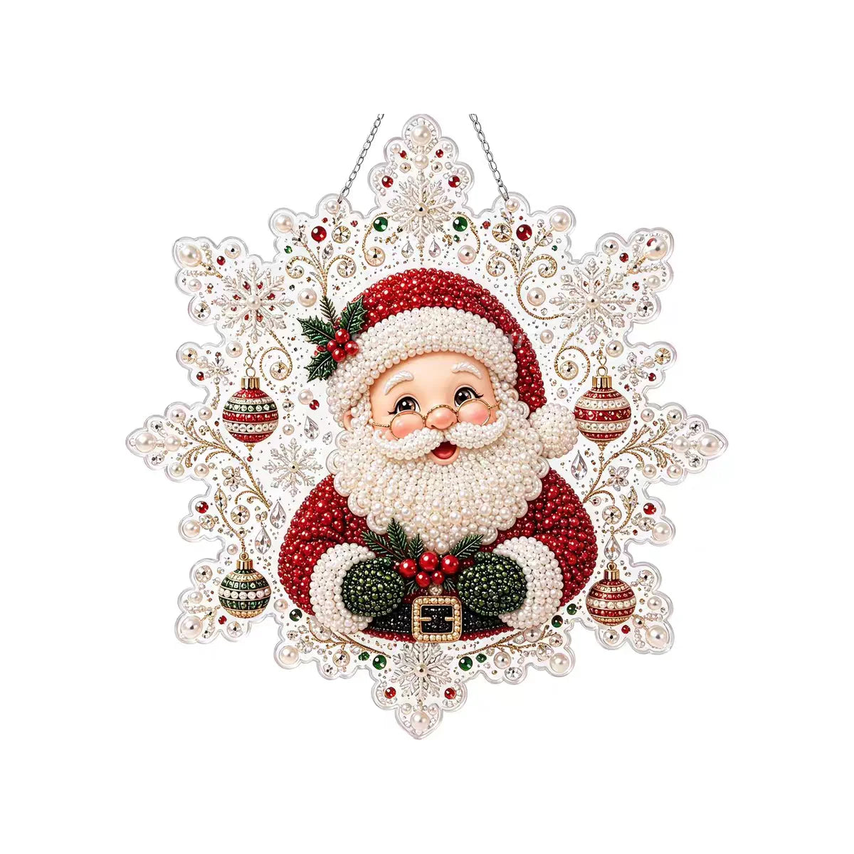 20X20CM Diamond Painting 3d Mixed-sized Pearl Beads Christmas Pearl Suncatcher Kit For Diy Craft Metal Chain Festive Wall Decor