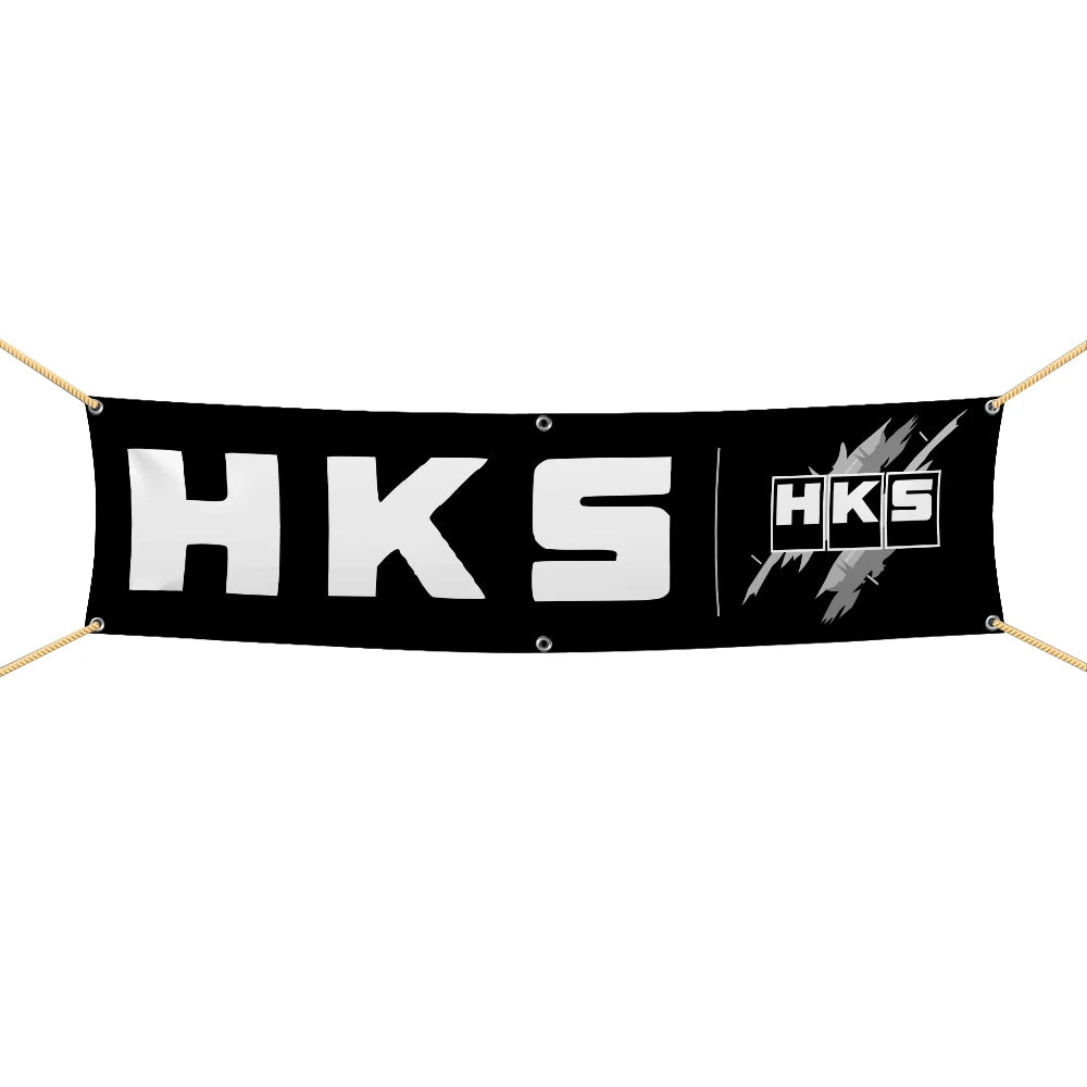 Professional H-HKS Car Motorcycle Team Company Logo Flag 45x180cm 60x240cm Polyester Printed Decoration Banner Tapestry