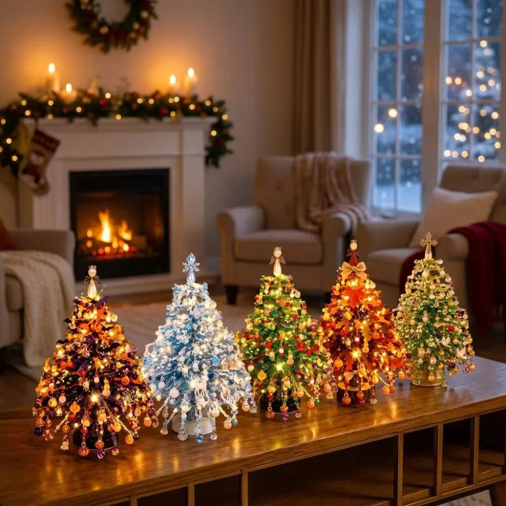 Handmade Bead Weaving Christmas Tree DIY Kit Desktop Holiday Decoration Beaded Xmas Ornament Festive Craft Present