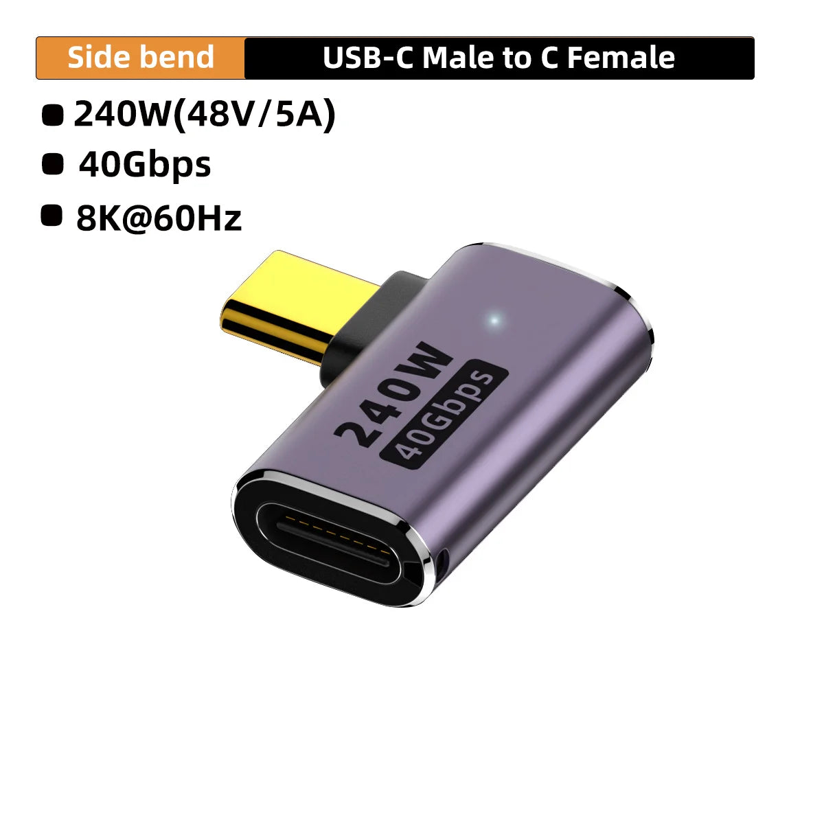 USB4.0 40Gbps U-Shape Straight Angle 240W 5A USB C to Type C Fast Charging Converter USB C Data Adapter For Macbook 8K60HZ