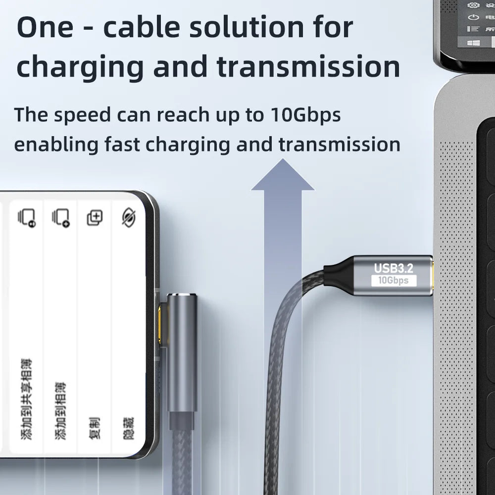 5A 100W USB C 3 Gen2 10Gbps Cable Type C to C  4k 60Hz Video Cable QC4.0 3.0 Fast Charging Cable For MacBook Pro Samsung Xiaomi