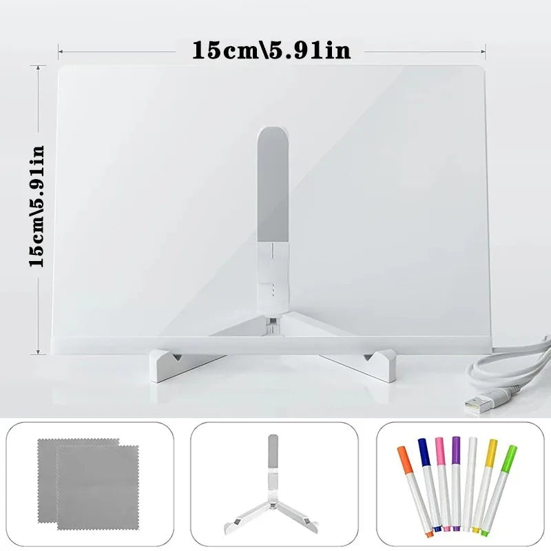 LUMINA-CORE NEON HUD | Transparent Acrylic Glowing Memo Board with 7-Color Chroma Pens