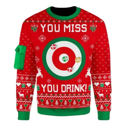 RETRO-KITSCH HOLIDAY SWEATSHIRT | Funny 3D Graphic Ugly Christmas Party Pullover